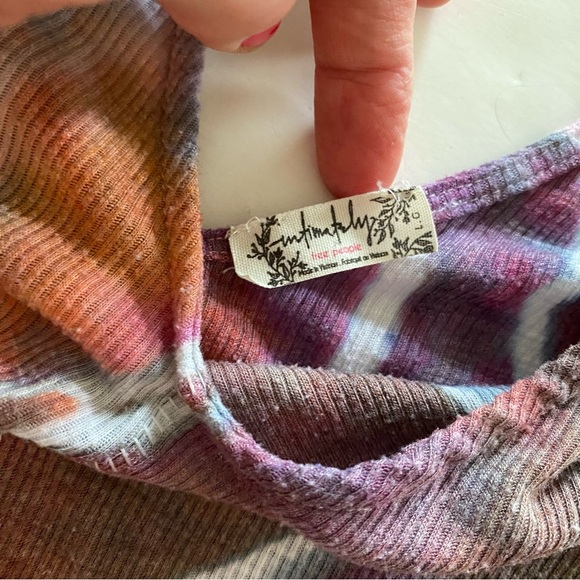 FP Free People Ribbed Tank Top Womens Large Handmade Geode Tie Dye Purple Orange - Picture 5 of 10